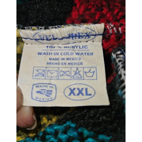 Vel Mex Mexican Baja Blanket Hoodie Poncho Stoner Hippie Surfer Sweater Men XXL - Picture 6 of 8